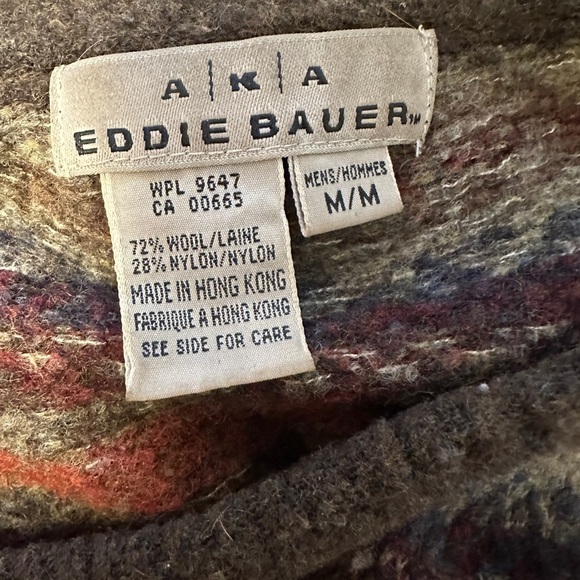 Eddie Bauer Men's Wool Blend Fair Isle Crewneck Sweater Medium VINTAGE AKA - Picture 7 of 8